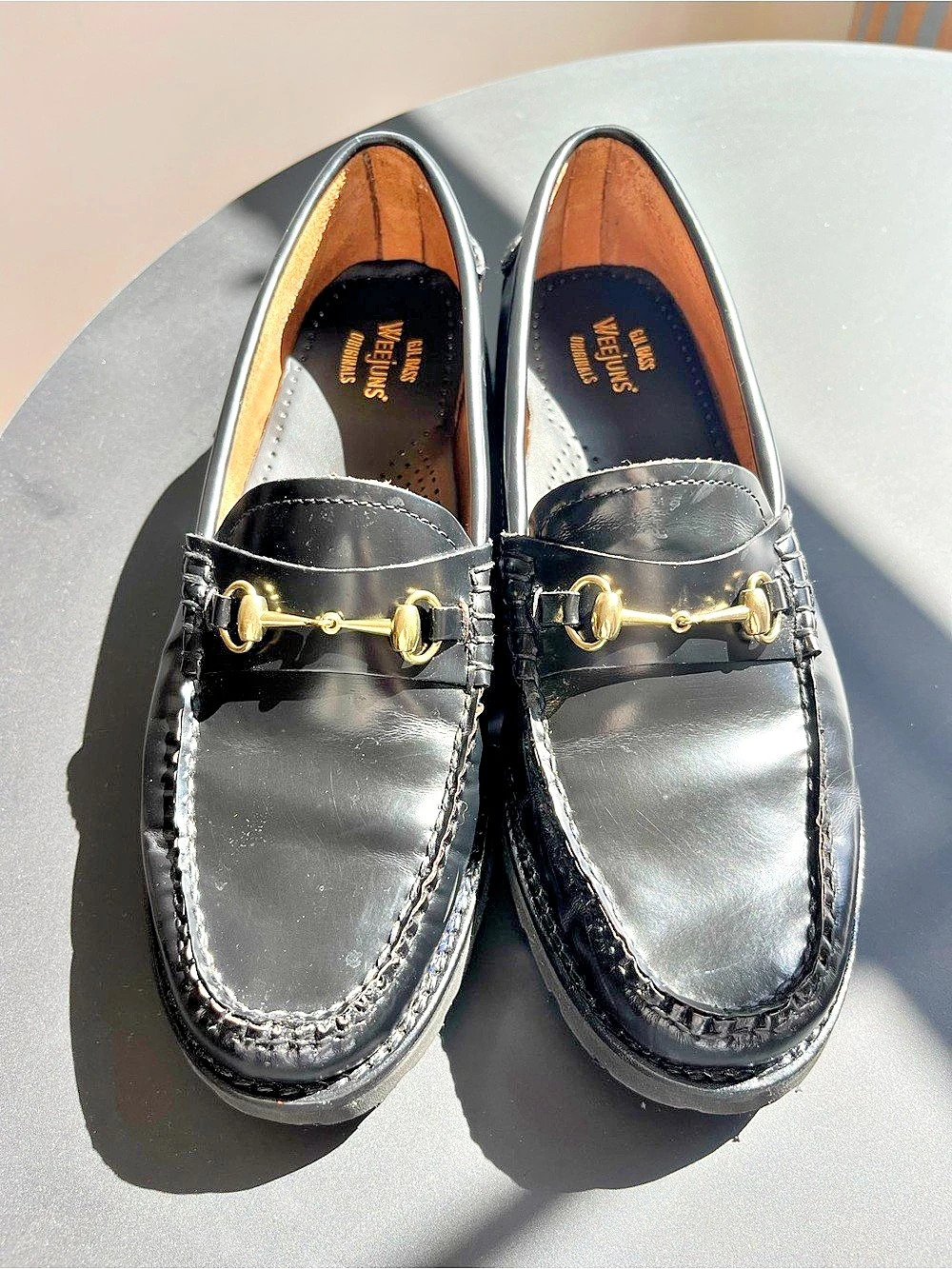 Bass Lianna Lug Leather Loafers Black US 9 M